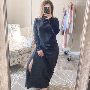 Susana Monaco Long Sleeve Maxi Turtleneck Dress Black Size XL